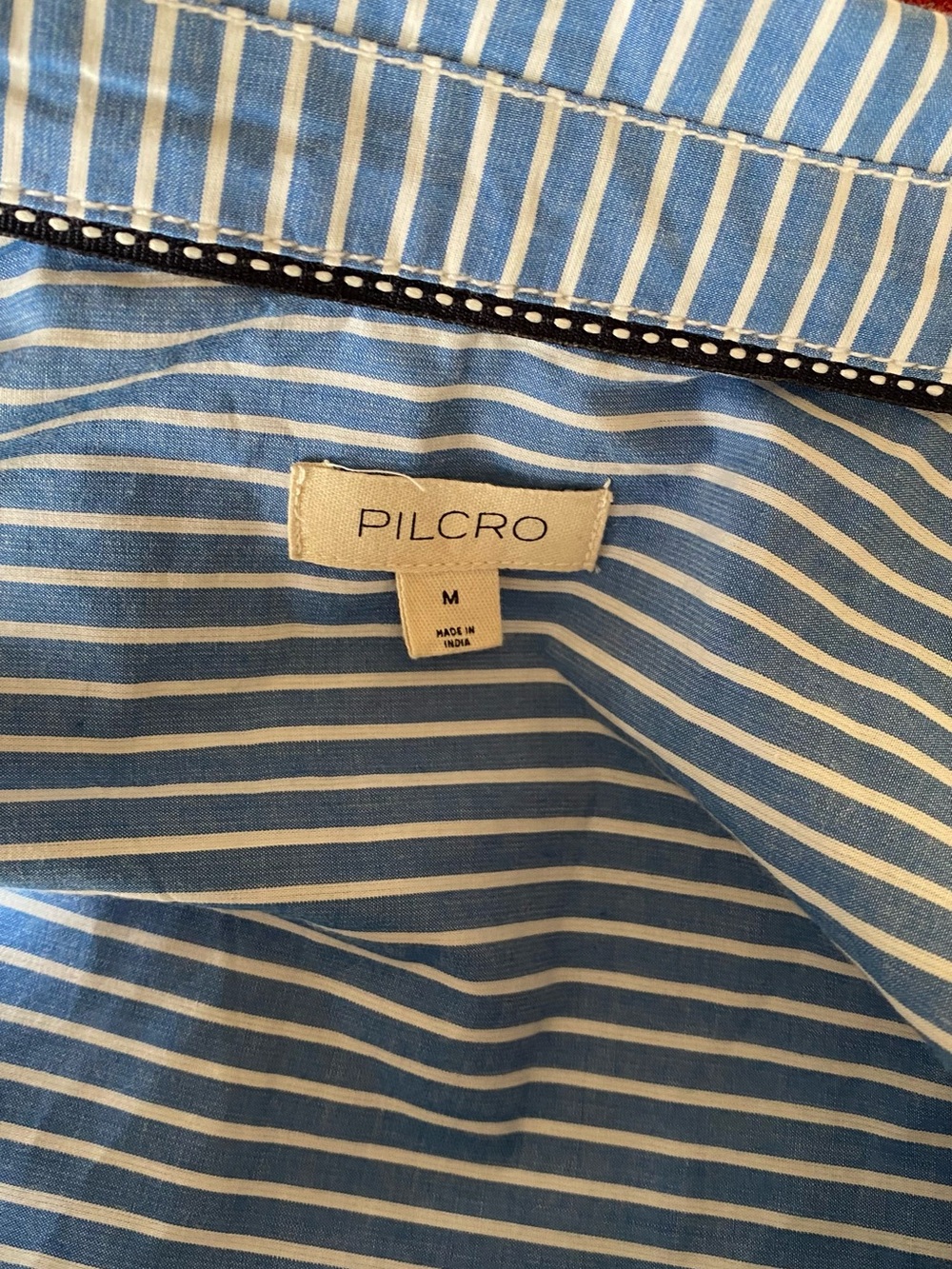 Pilcro Mixed Stripe Button-Front Shirt in Blue, White, and Black M - Picture 6 of 6